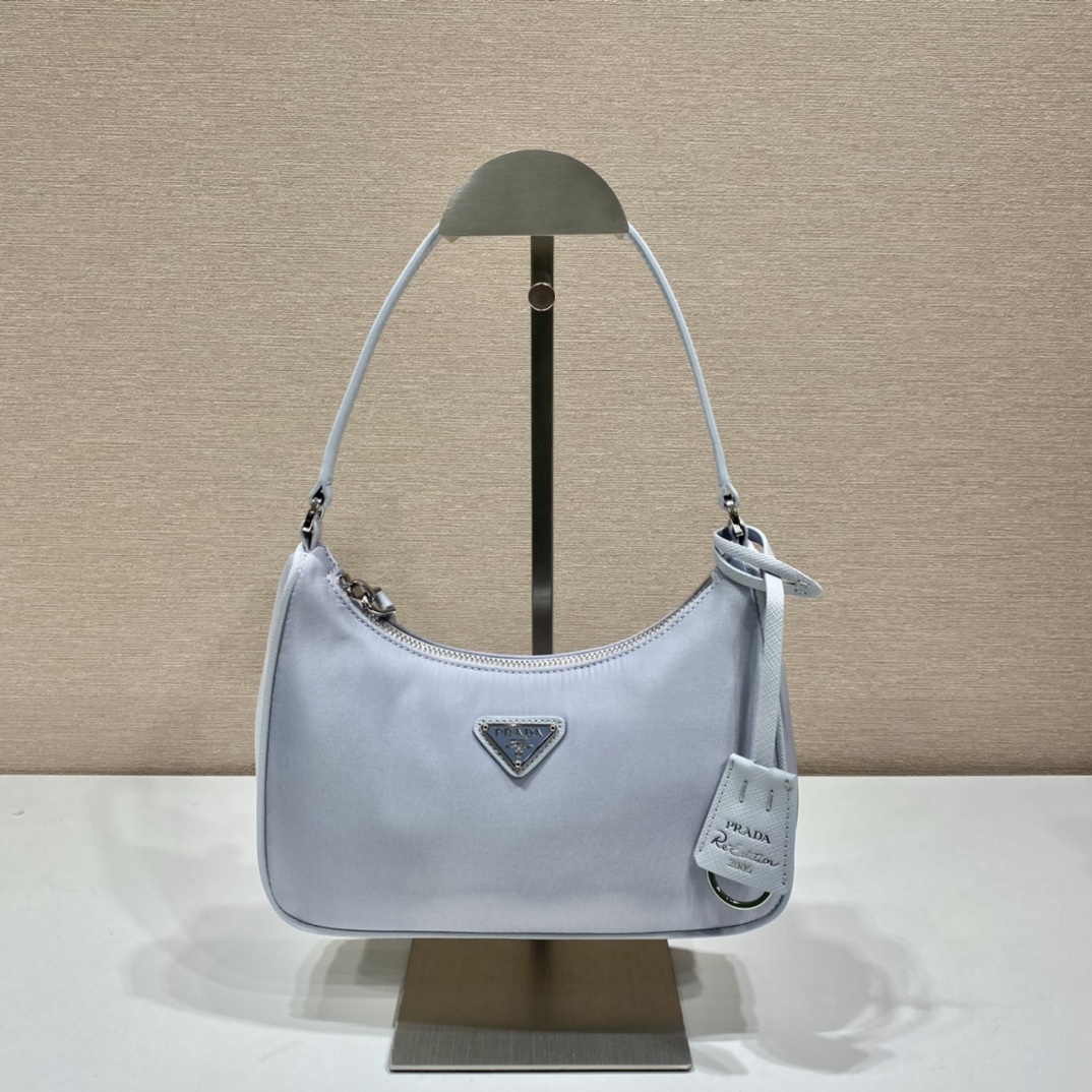 Prada Mini Re Edition 2005 Re Nylon And Saffiano Bag Light Grey 1NE204